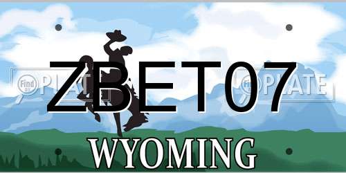 ZBET07 Wyoming License Plate