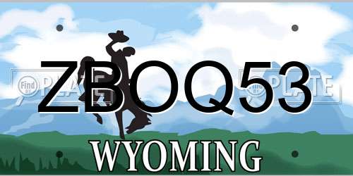 ZBOQ53 Wyoming License Plate