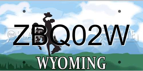 ZBQ02W Wyoming License Plate