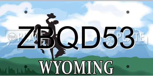 ZBQD53 Wyoming License Plate