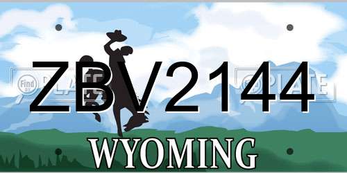 ZBV2144 Wyoming License Plate