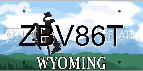 ZBV86T Wyoming License Plate