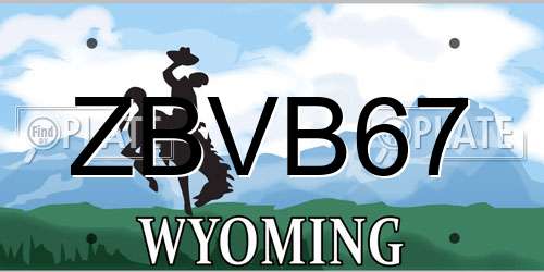 ZBVB67 Wyoming License Plate