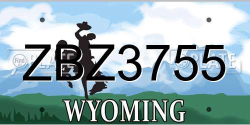 ZBZ3755 Wyoming License Plate