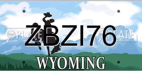 ZBZI76 Wyoming License Plate