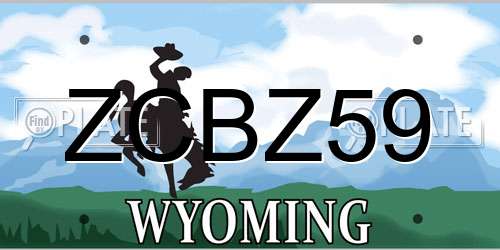 ZCBZ59 Wyoming License Plate