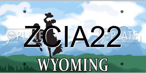 ZCIA22 Wyoming License Plate