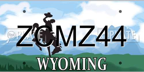 ZCMZ44 Wyoming License Plate