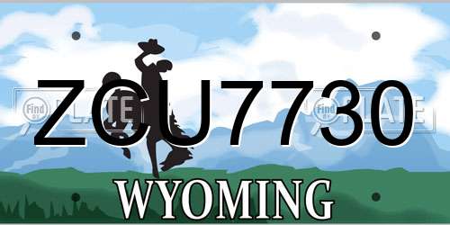 ZCU7730 Wyoming License Plate