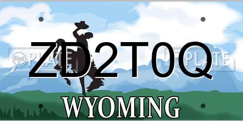 ZD2T0Q Wyoming License Plate