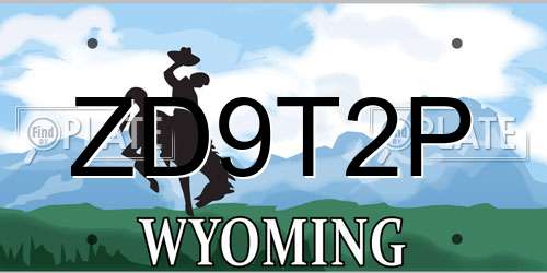 ZD9T2P Wyoming License Plate