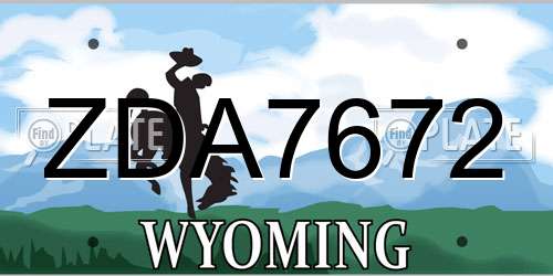 ZDA7672 Wyoming License Plate