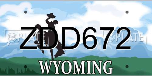 ZDD672 Wyoming License Plate