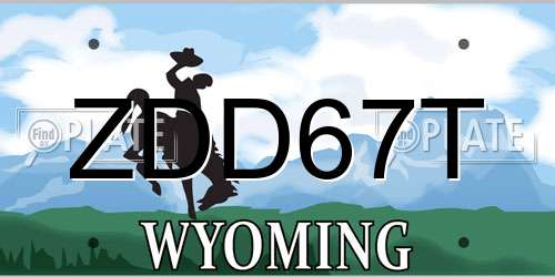 ZDD67T Wyoming License Plate