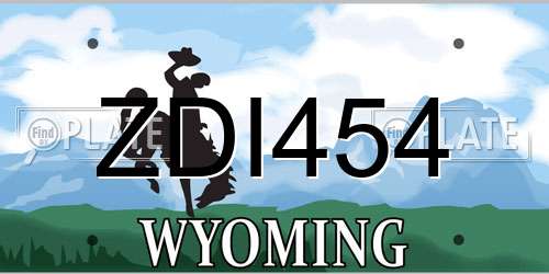 ZDI454 Wyoming License Plate