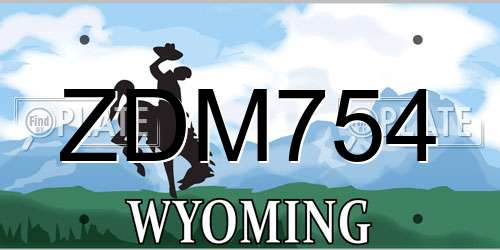 ZDM754 Wyoming License Plate