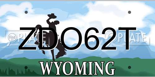 ZDO62T Wyoming License Plate