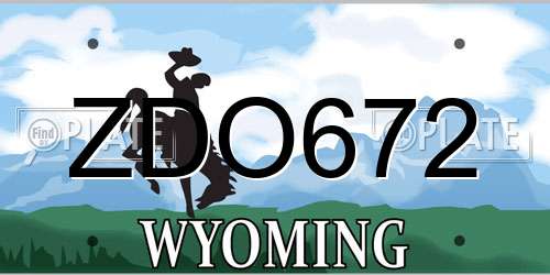 ZDO672 Wyoming License Plate