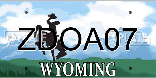 ZDOA07 Wyoming License Plate