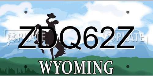 ZDQ62Z Wyoming License Plate