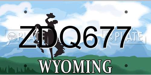 ZDQ677 Wyoming License Plate