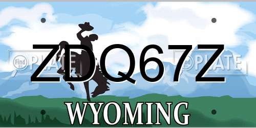 ZDQ67Z Wyoming License Plate