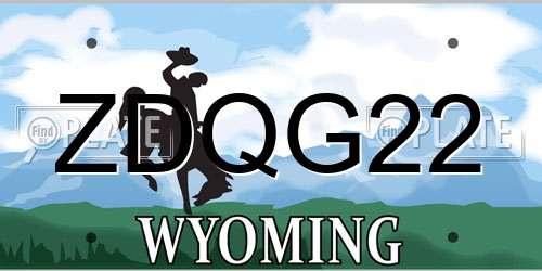 ZDQG22 Wyoming License Plate