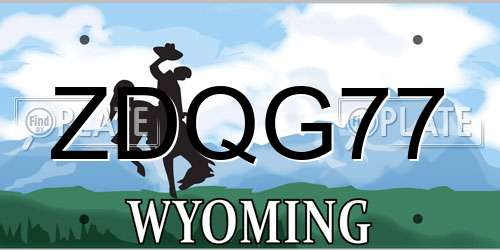 ZDQG77 Wyoming License Plate