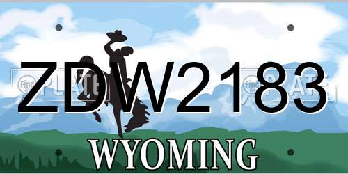ZDW2183 Wyoming License Plate
