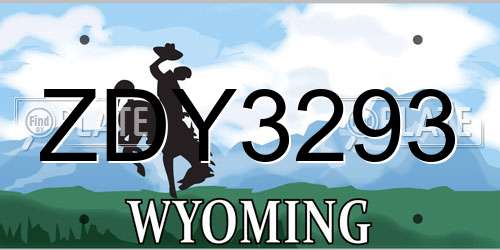 ZDY3293 Wyoming License Plate