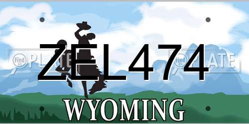ZEL474 Wyoming License Plate