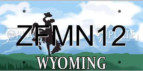 ZFMN12 Wyoming License Plate