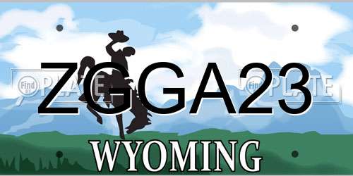 ZGGA23 Wyoming License Plate