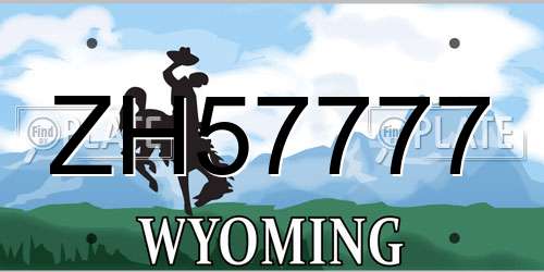 ZH57777 Wyoming License Plate
