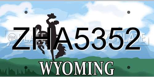 ZHA5352 Wyoming License Plate