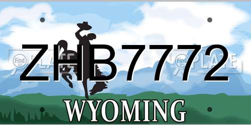 ZHB7772 Wyoming License Plate