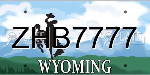 ZHB7777 Wyoming License Plate