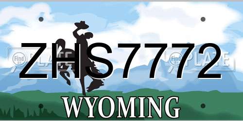 ZHS7772 Wyoming License Plate