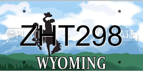 ZHT298 Wyoming License Plate