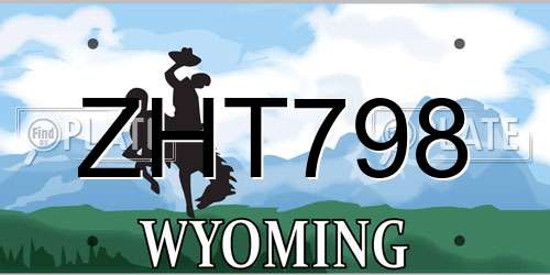 ZHT798 Wyoming License Plate