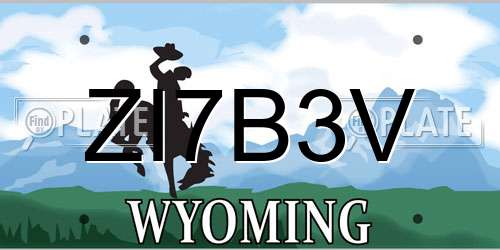 ZI7B3V Wyoming License Plate