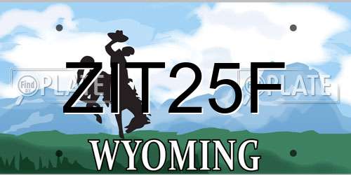 ZIT25F Wyoming License Plate