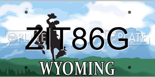 ZIT86G Wyoming License Plate