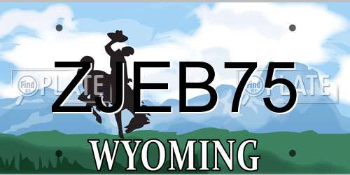 ZJEB75 Wyoming License Plate