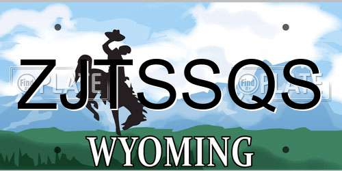 ZJTSSQS Wyoming License Plate