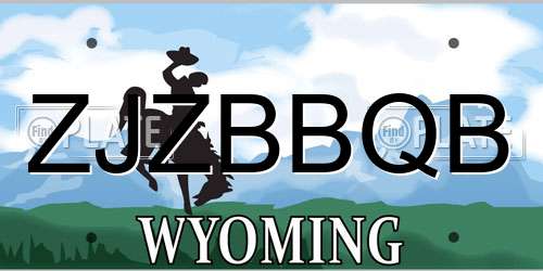 ZJZBBQB Wyoming License Plate