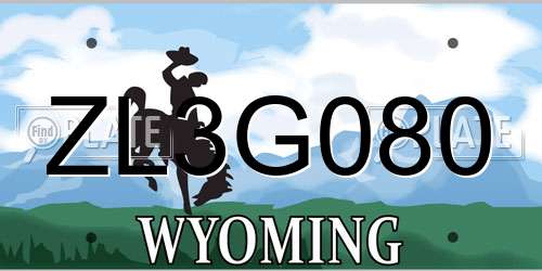 ZL3G080 Wyoming License Plate