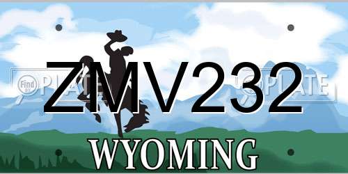 ZMV232 Wyoming License Plate