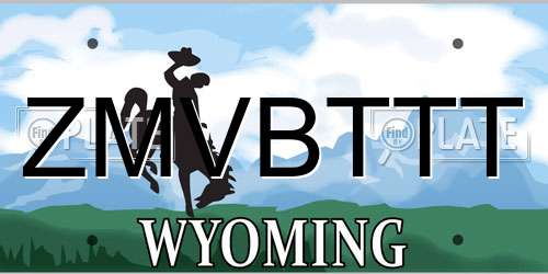 ZMVBTTT Wyoming License Plate