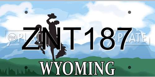 ZNT187 Wyoming License Plate